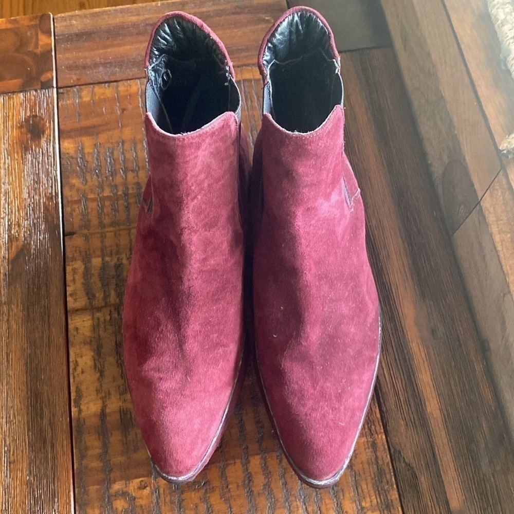 Stephane Kelian Paris burgundy wine suede booties - Picture 3 of 16